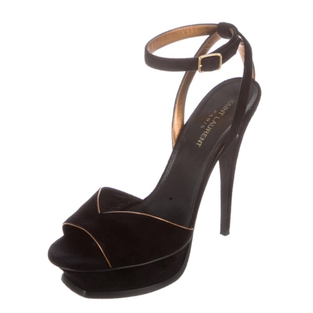 Saint Laurent Black Suede Platform Pumps